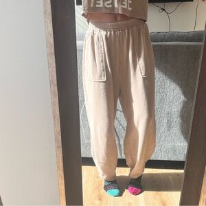 Free People Tan Barrel Sweat Pants